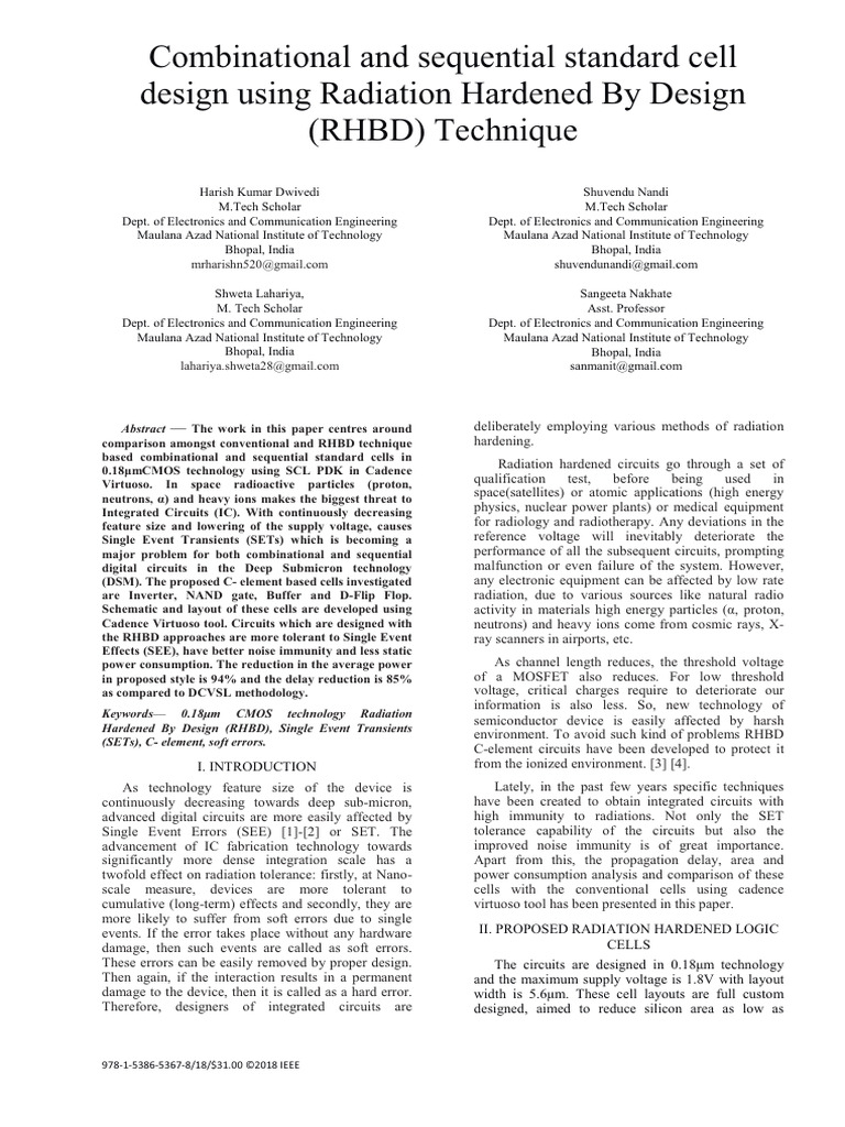 Combinational and Sequential Standard Cell Design Using Radiation | PDF ...