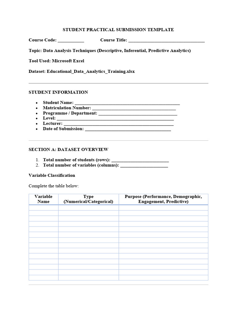 Student Practical Submission Template | PDF | Statistics | P Value