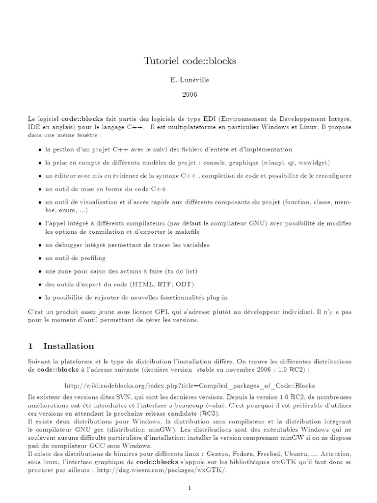 Tutoriel Code - Blocks - PDF Téléchargement Gratuit | PDF