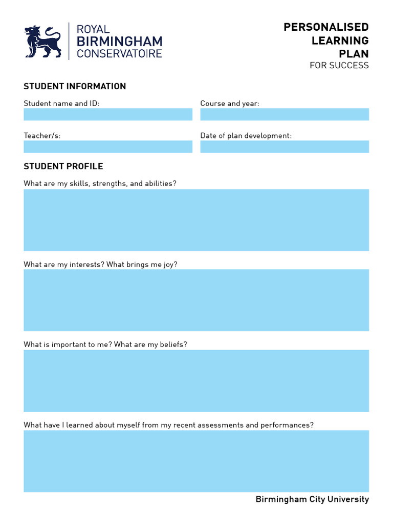 Personal Learning Plan Form - 04 | PDF