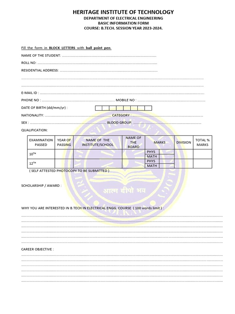 Basic Information Form | PDF