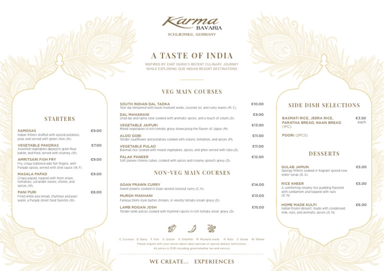 Karma Bavaria - Tastes of India Menu | PDF | Curry | Asian Cuisine