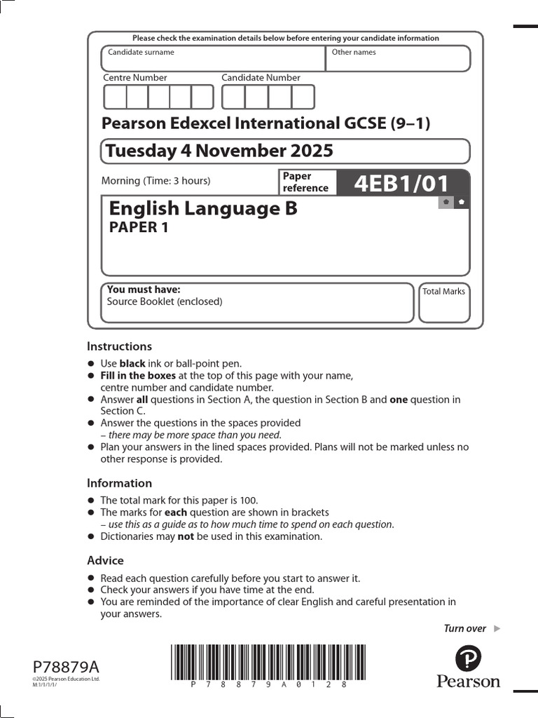 IG English Language B - Question Paper Paper 1 (Nov 2025) | PDF