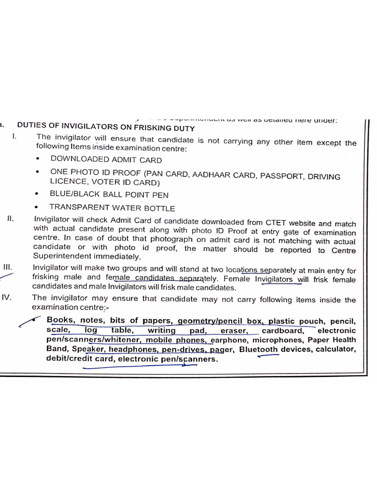 Invigilator Guidelines | PDF