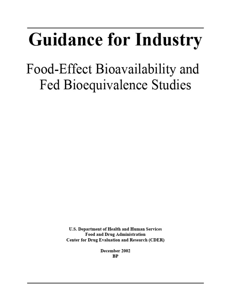 Food Effect Bioavailability and Fed Bioequivalence Studies | PDF ...