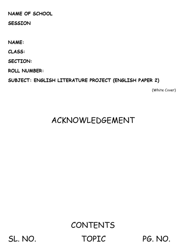 English Literature Project Format | PDF