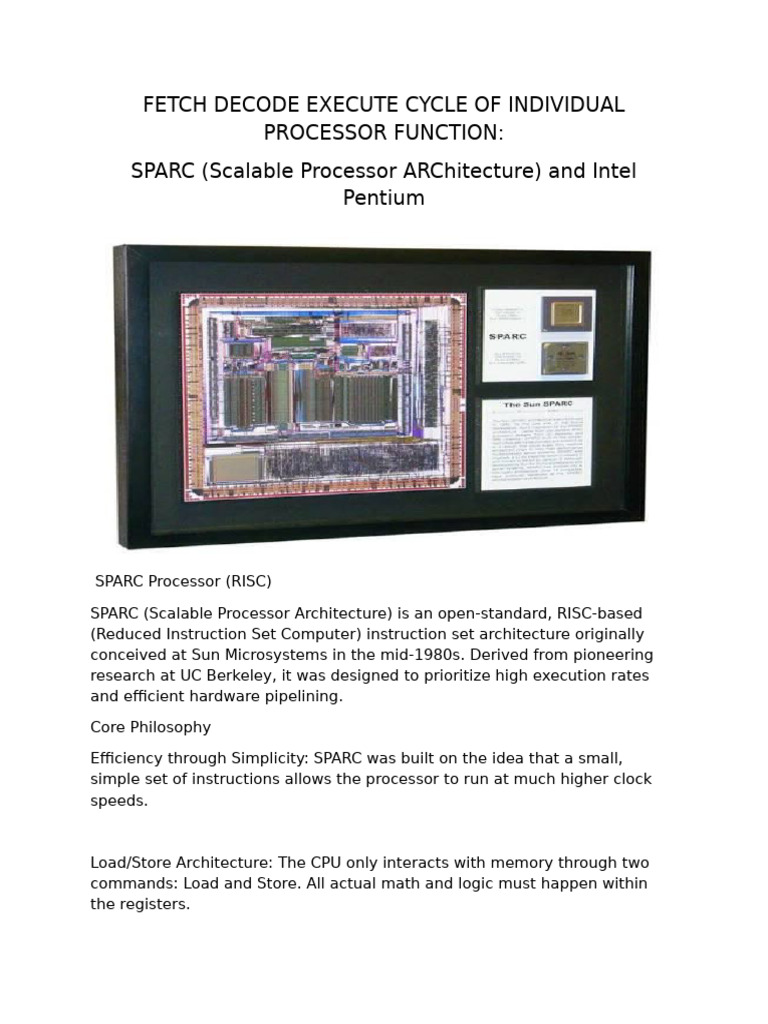 Fetch Decode Execute Cycle of Individual Processor Function: Sparc ...