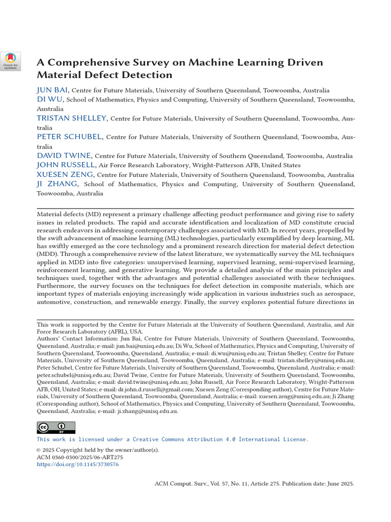 A Comprehensive Survey On Machine Learning Driven Material Defect ...