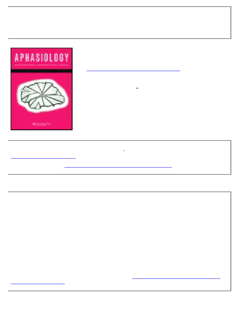 Communicative Value of Self Cues in Aphasia | PDF | Aphasia | Information