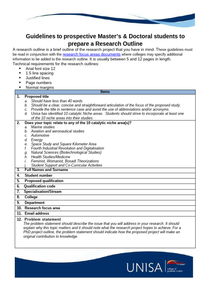 Guideline To Prospective Master's and Doctoral Students To Prepare A ...