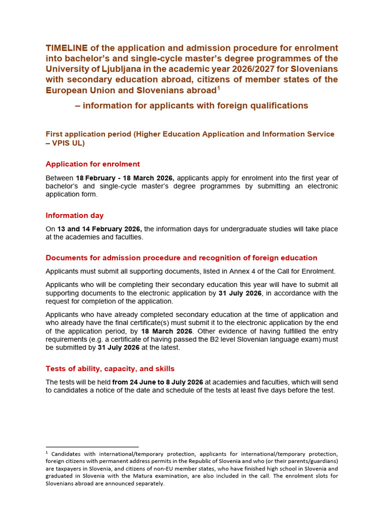 Timeline EU2026 27 Kopija | PDF | University And College Admission ...