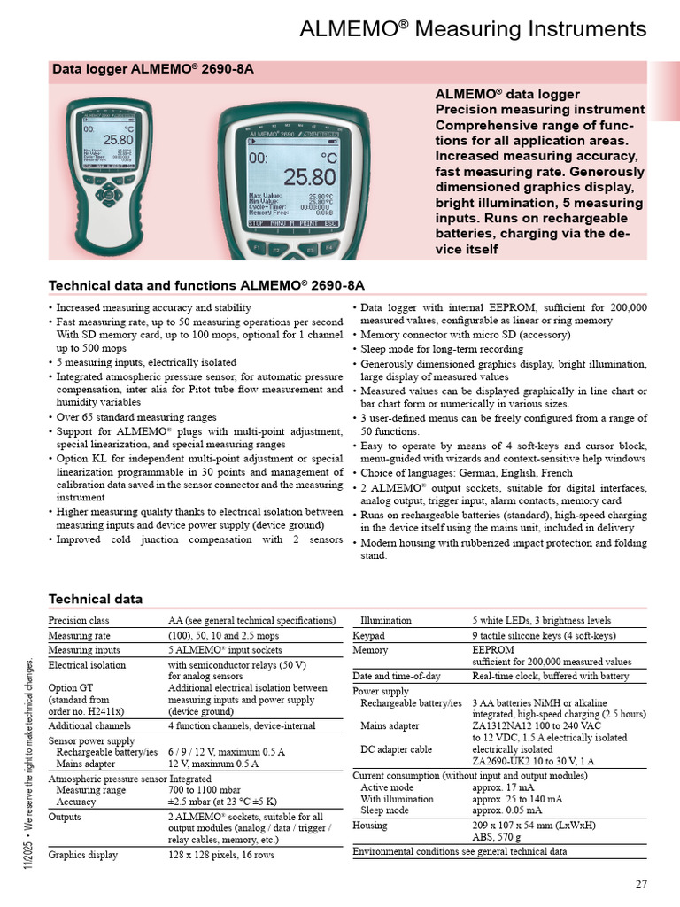 ALMEMO 2690 8A English | PDF | Instrumentation | Power Supply