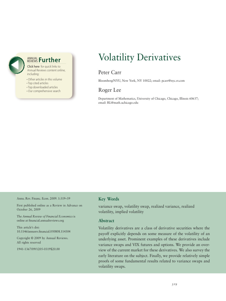 Volatility Derivatives: Further | PDF | Vix | Option (Finance)