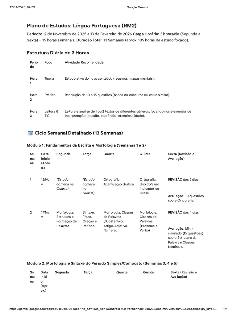 Plano de Estudos Final | PDF | Morfologia (Linguística) | Pronome