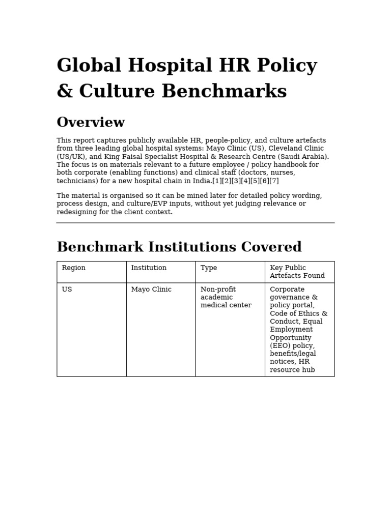 Global Hospital Benchmarks | PDF | Harassment | Discrimination