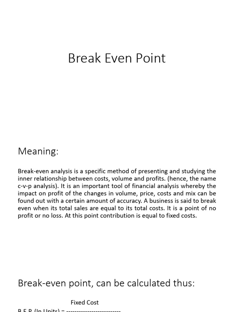 Break Even Point | PDF
