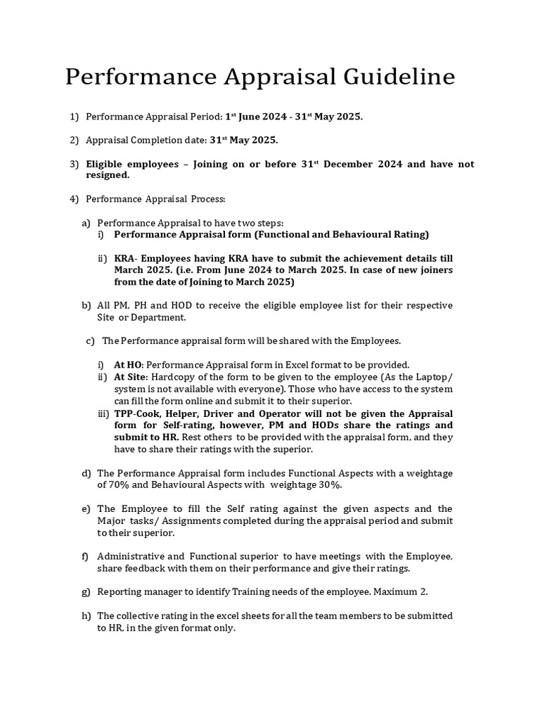 Performance Appraisal Guidelines 2025 | PDF | Performance Appraisal ...