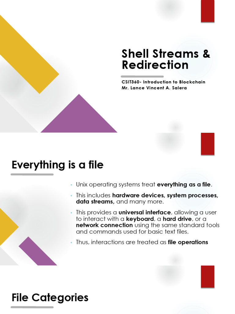 02 Shell Streams and Redirection | PDF | Computer File | Computer ...