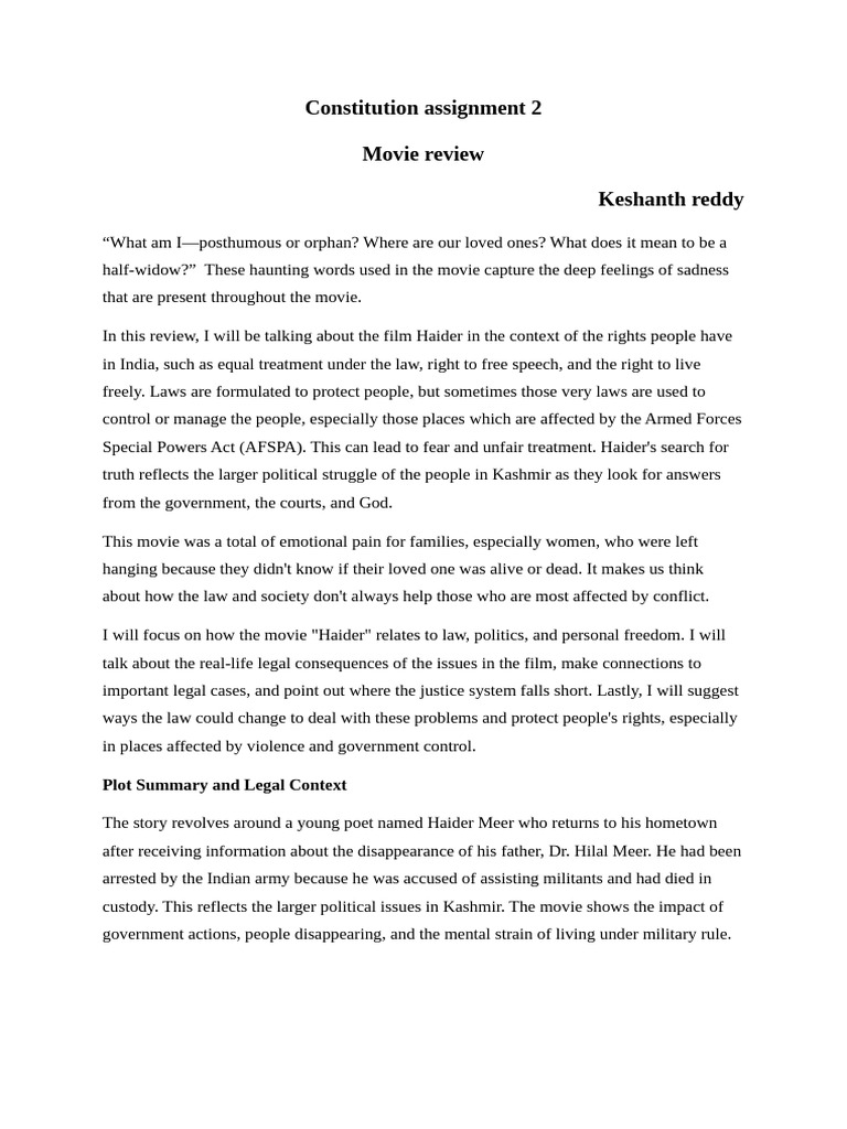 Constitution Assignment 2 | PDF | Justice | Crime & Violence
