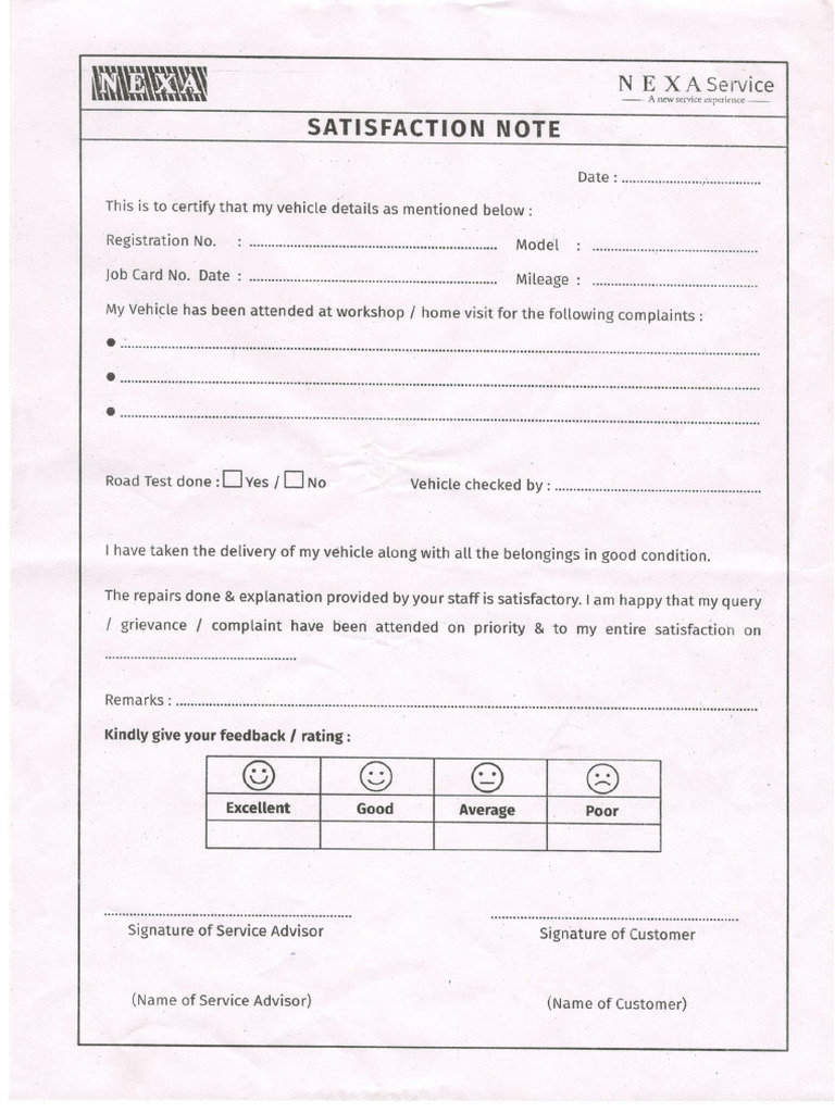 Satisfaction Note | PDF