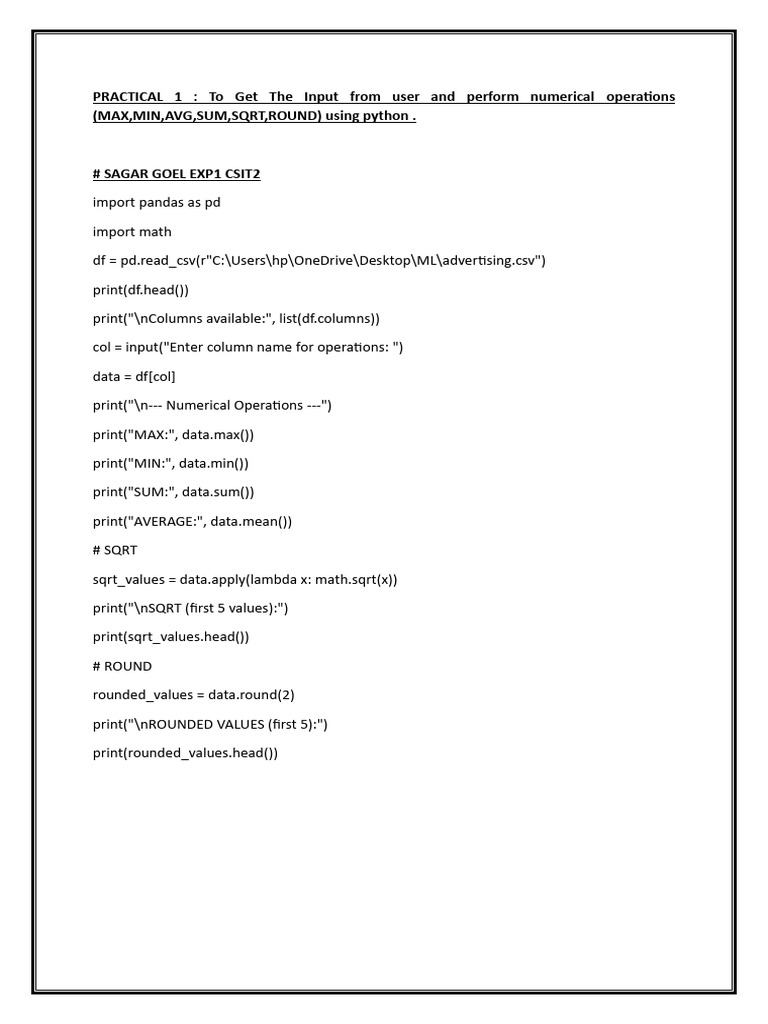 Da Exp 1 To 3 | PDF | Matrix (Mathematics) | Algebra