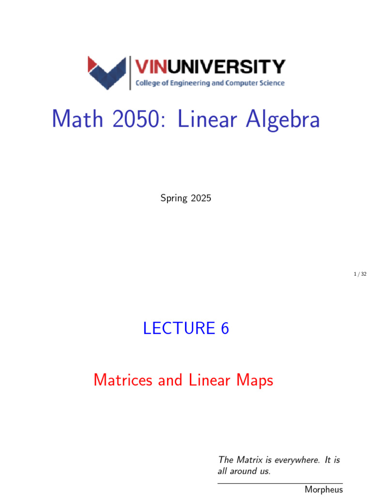 Math 2050 Matrices | PDF | Matrix (Mathematics) | Linear Map