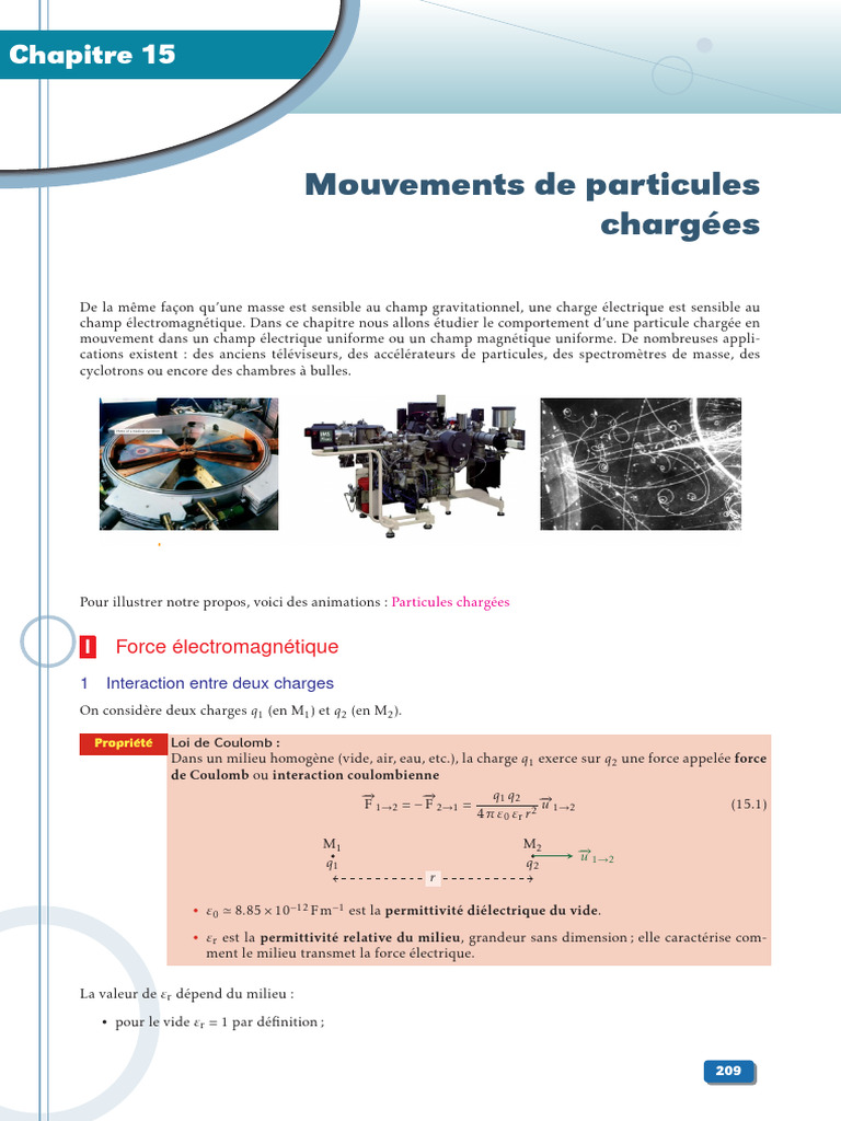 Chapitre 15 Mouvements de Particules Chargées | PDF | Champ (physique ...