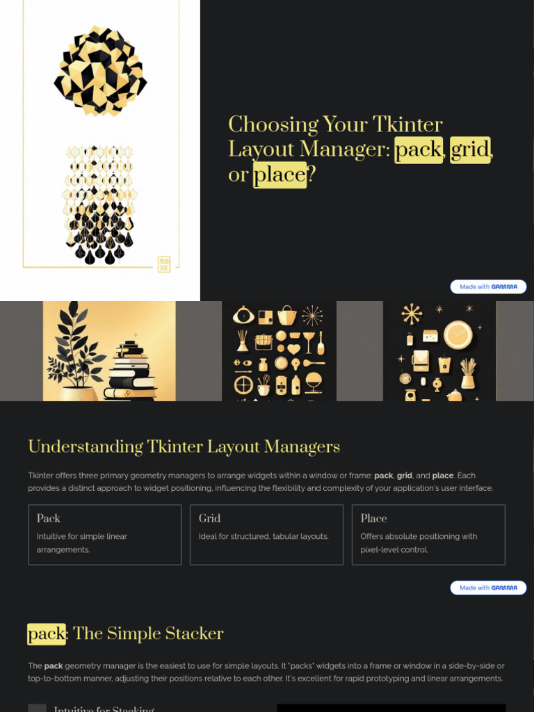 Choosing Your Tkinter Layout Manager Pack Grid or Place | PDF