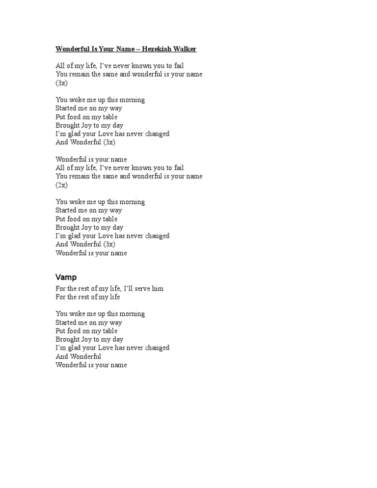 Wonderful is your name hezekiah walker pdf