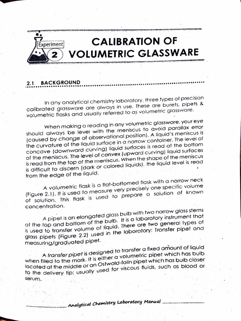 Expt 2 Calibration of Volumetric Glassware | PDF