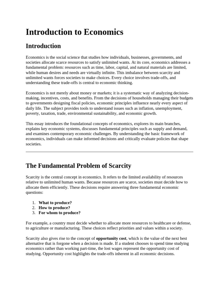 Introduction To Economics | PDF | Macroeconomics | Economics