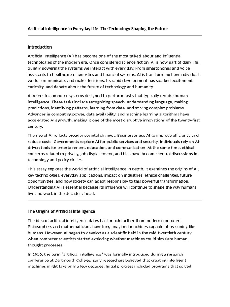 Artificial Intelligence in Everyday Life | PDF | Artificial ...