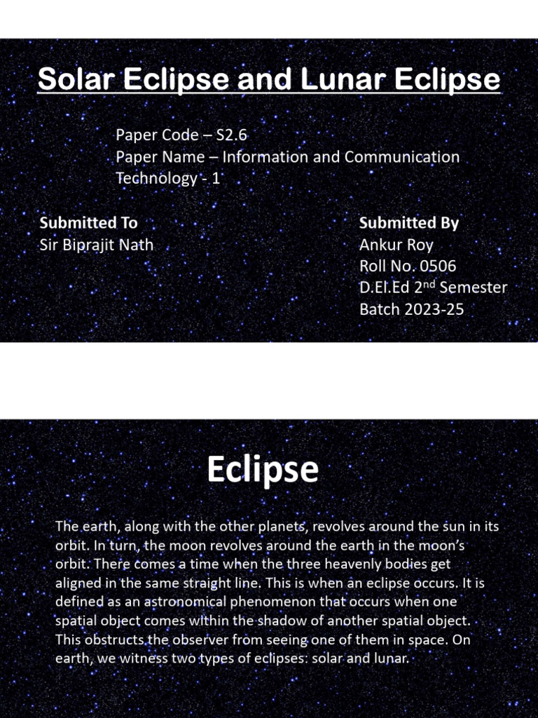 Eclipse Presentation | PDF | Eclipse | Moon