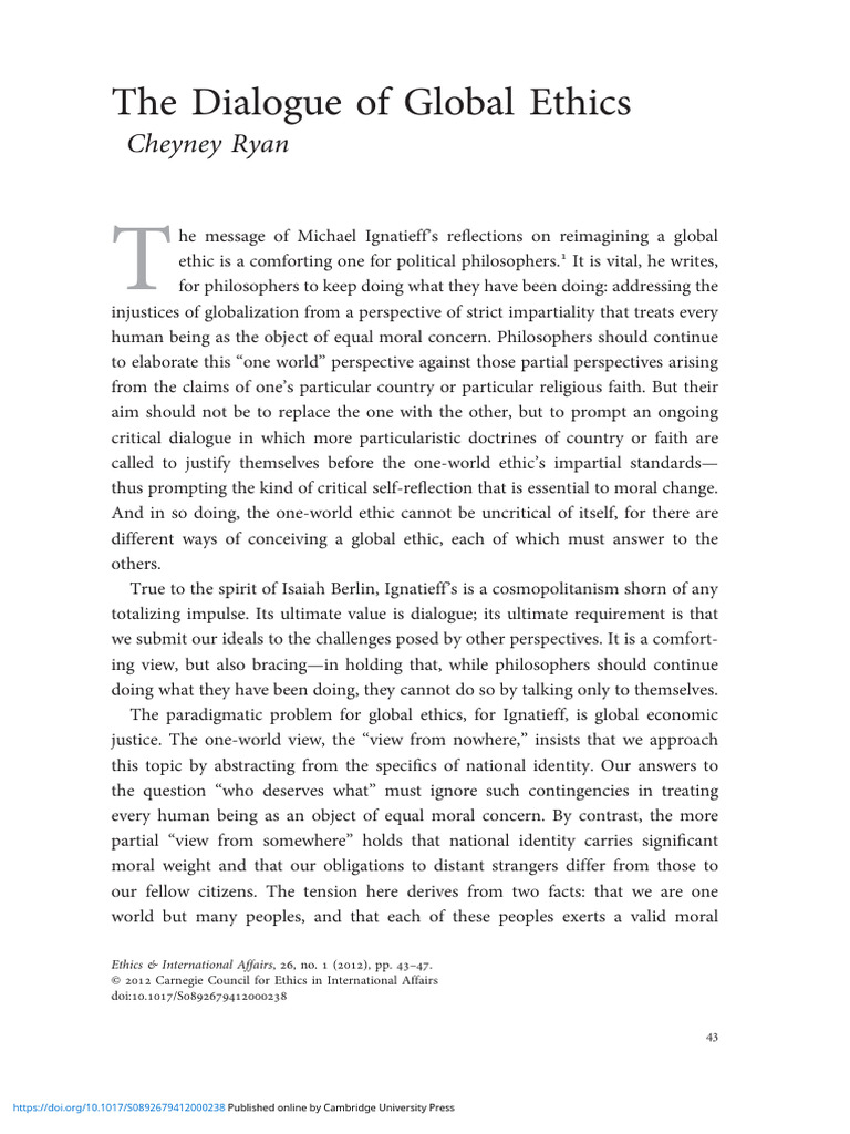 Dialogue of Global Ethics | PDF | Justice | Crime & Violence