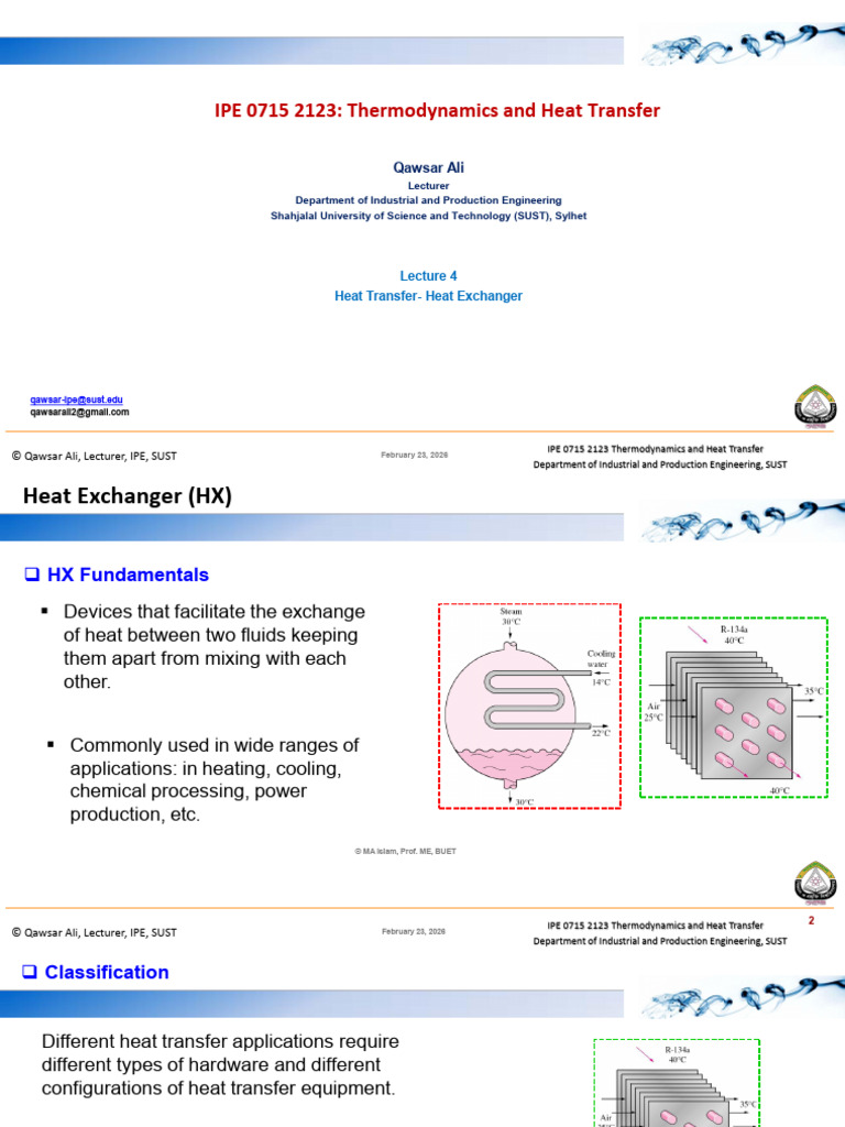 Lecture 4 Heat Exchanger | PDF | Heat Transfer | Heat