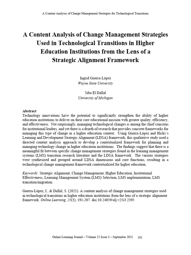 A Content Analysis of Change MGNT Strategies | PDF | Change Management ...