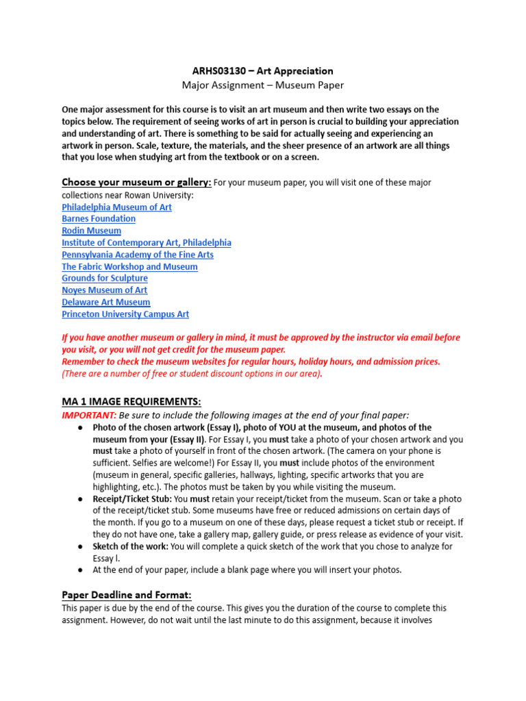 Major Assignment - Museum Project | PDF | Drawing | Essays