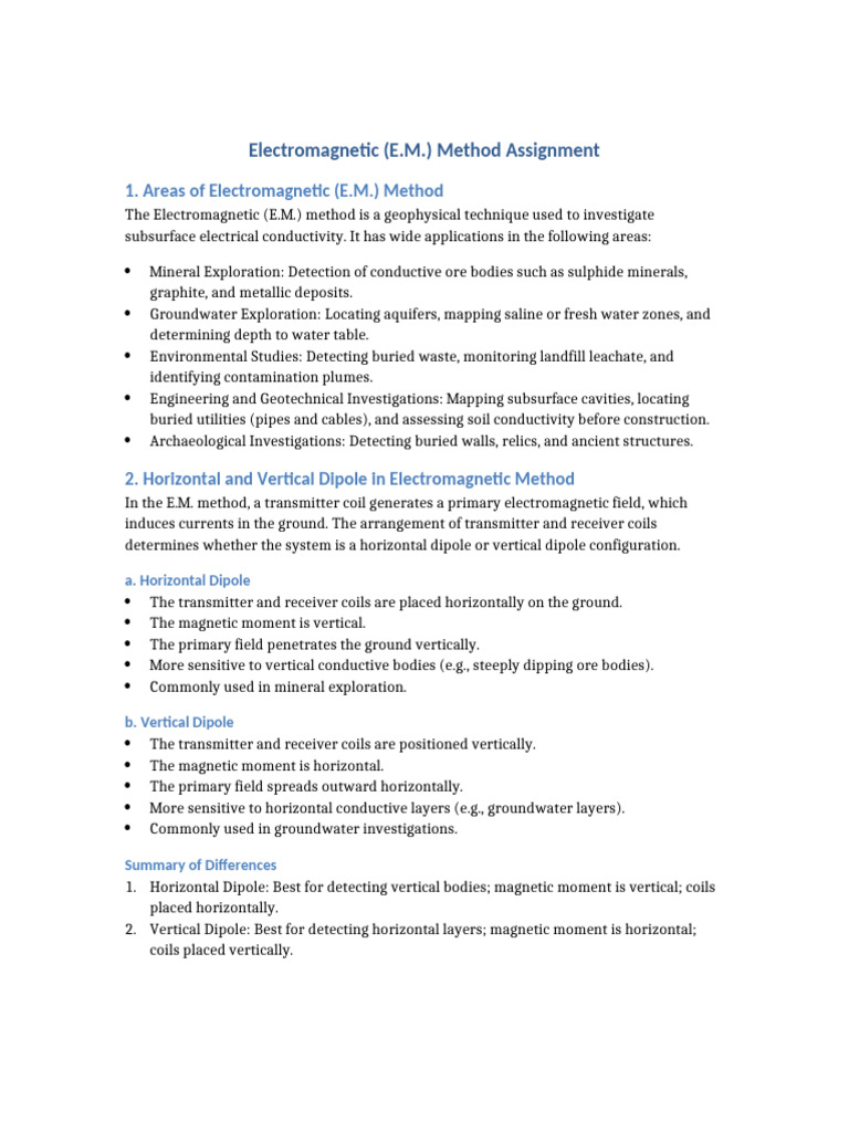 Electromagnetic Method Assignment | PDF
