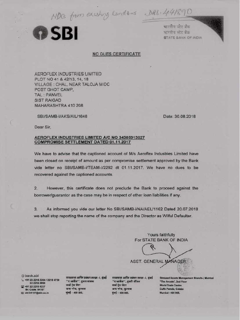 Xxvi. No Dues Certificate | PDF