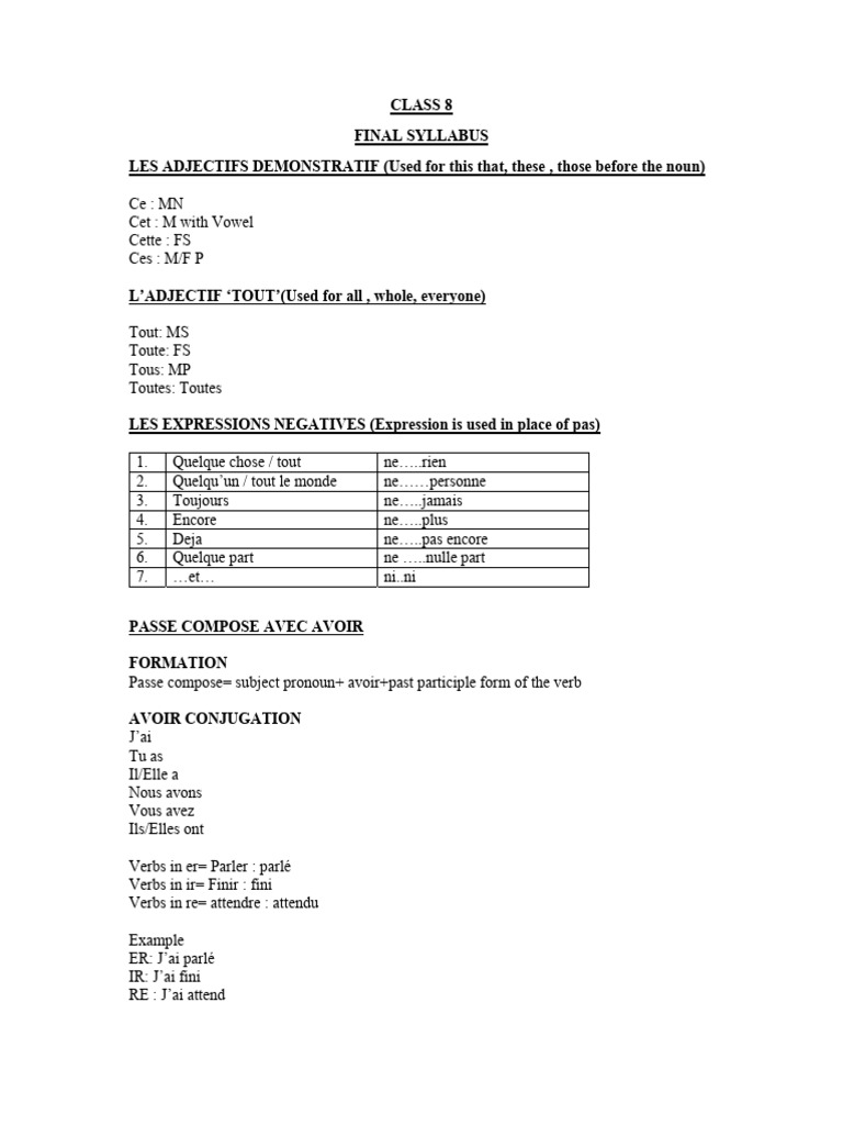 CLASS 8 Final Syllabus | PDF