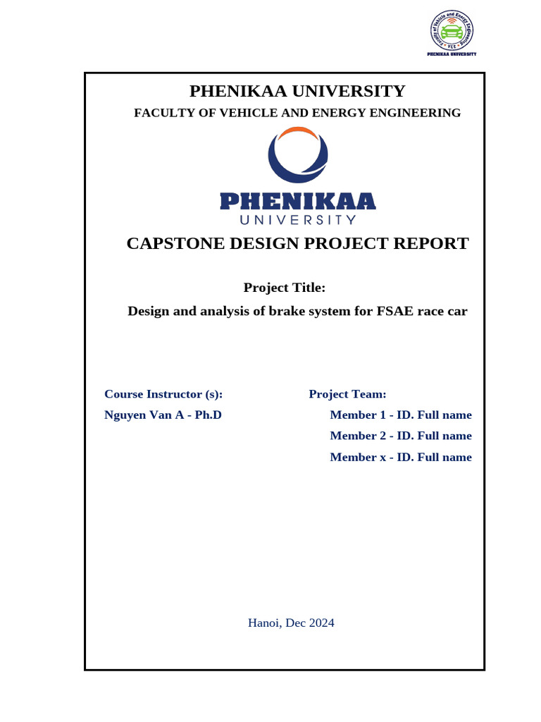 VEE Capstone Design Report Template New | PDF | Brake | Finite Element ...