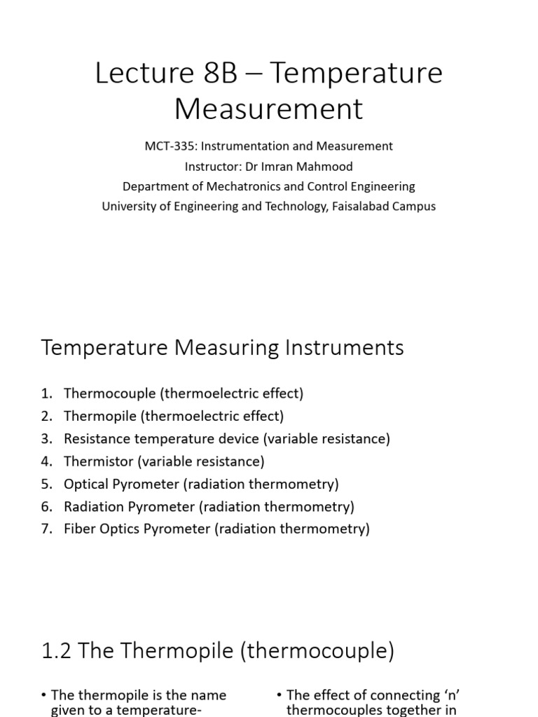 Lecture 8B. Temperature Sensors | PDF | Electrical Resistance And ...