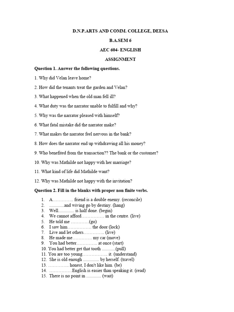 Sem 6 Aec 604 Assignment | PDF | Clause | Linguistic Typology
