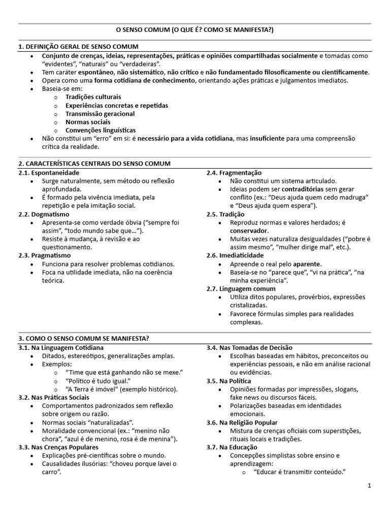 Filosofia 02 - Senso Comum | PDF