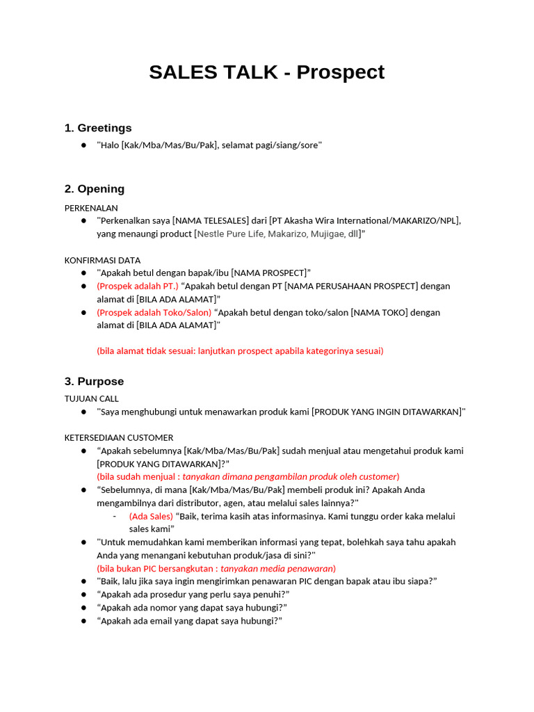 Sales Talk Script | PDF