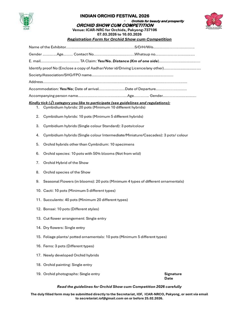IOF Registration Form | PDF | Plants