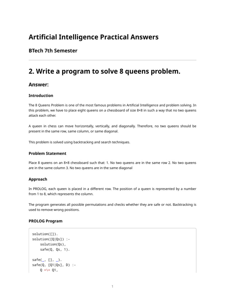 Ai Practical Answers - Btech 7th Sem | PDF | Applied Mathematics ...