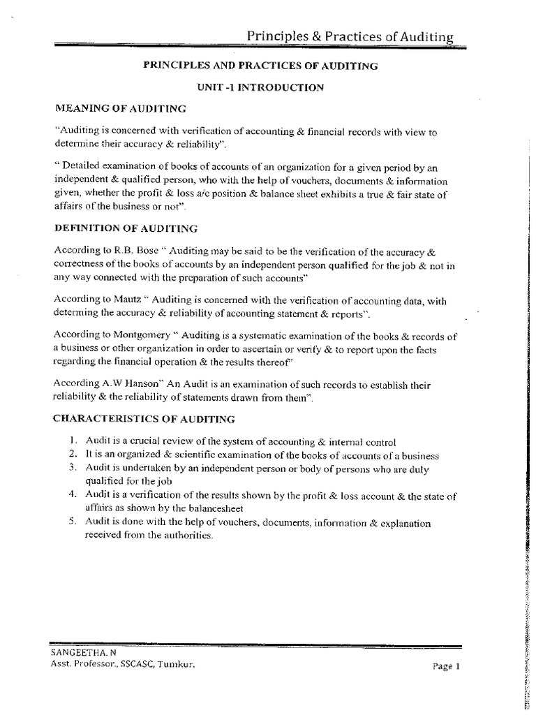 Principles Practices of Auditing | PDF