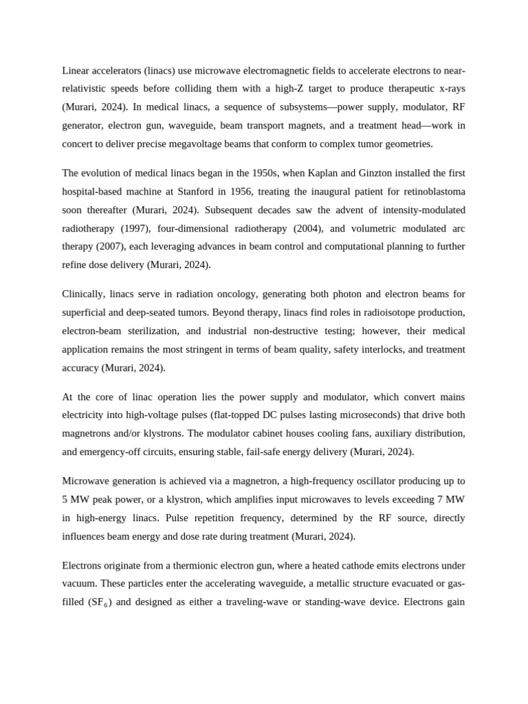 Operation of Linear Accelerators Question 2 | PDF | Radiation Therapy ...