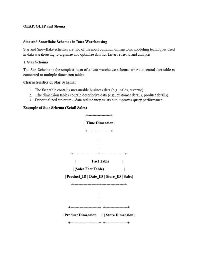 Olap, Oltp and Schema | PDF | Data Warehouse | Information Technology ...